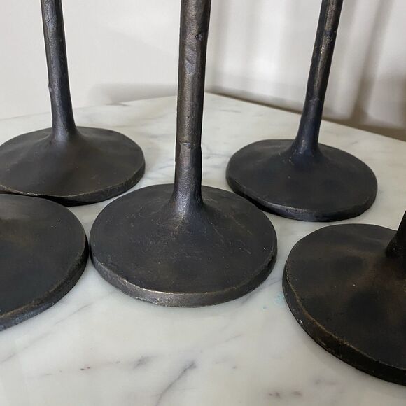 Pottery Barn Petaluma Candlestick Holders Set of 5 Brutalist 12 & 18" Heavy - Picture 10 of 10